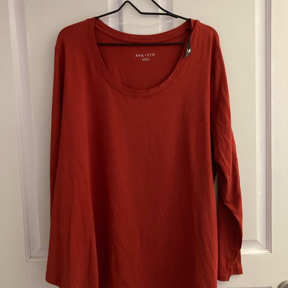 Ava & Viv Long Sleeve Scoop Neck Relaxed Fit Pullover Top Size 2X New With Tags - Picture 6 of 10